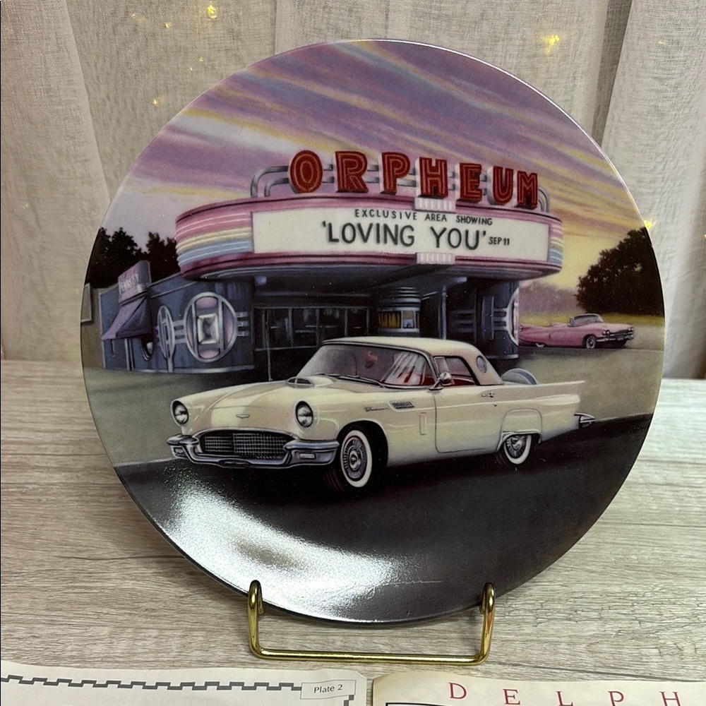 Decorative Plate with Vintage 1957 White T-Bird